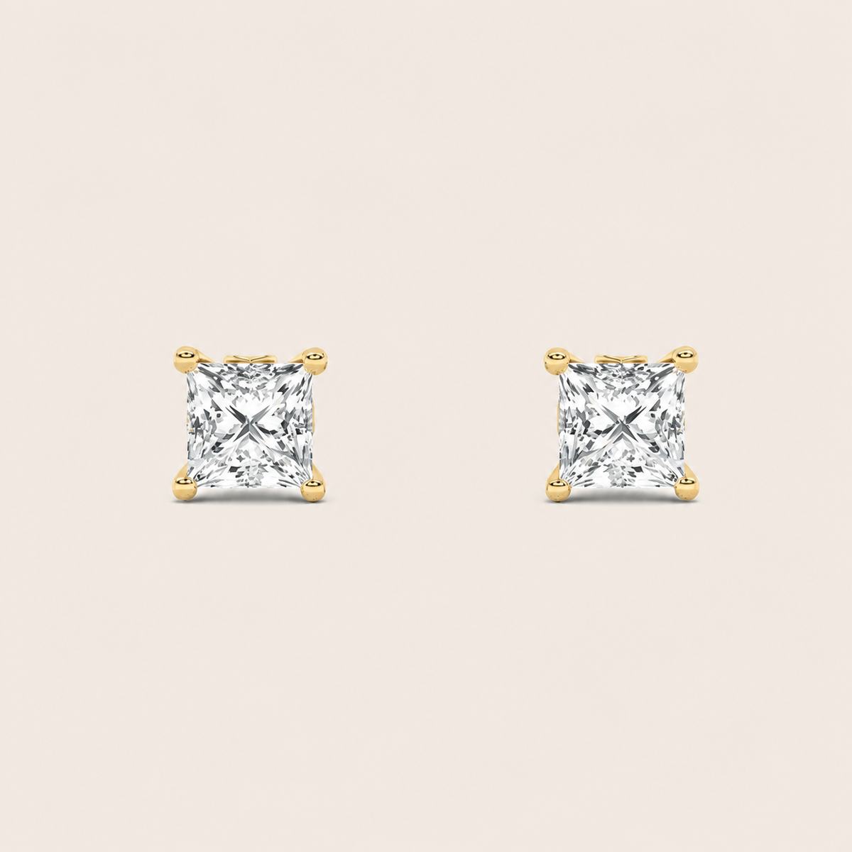 3CT Princess Cut Lab Grown Diamond Tulip Head Stud Earrings