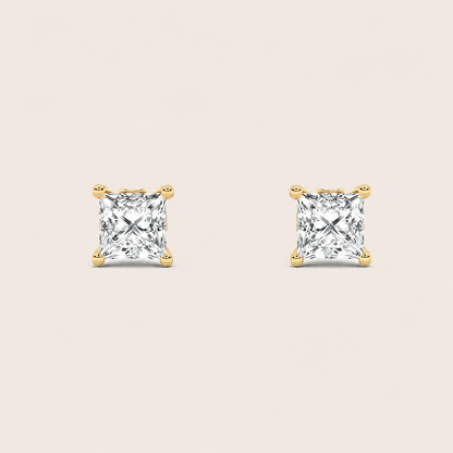 3CT Princess Cut Lab Grown Diamond Tulip Head Stud Earrings