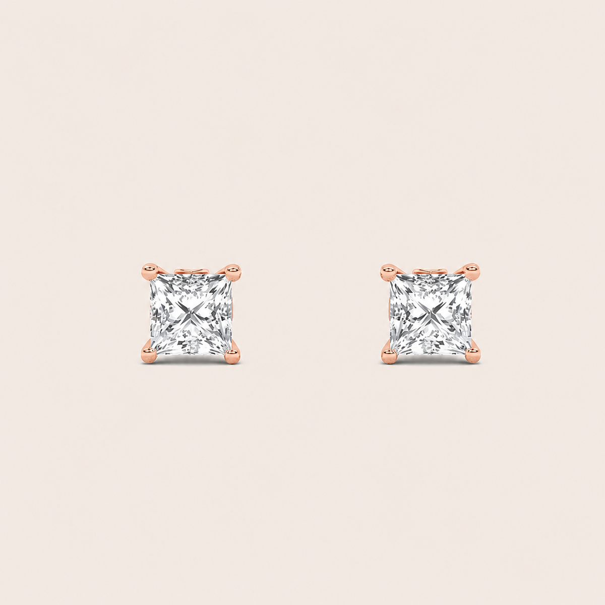 3CT Princess Cut Lab Grown Diamond Tulip Head Stud Earrings