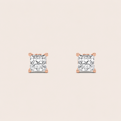 3CT Princess Cut Lab Grown Diamond Tulip Head Stud Earrings