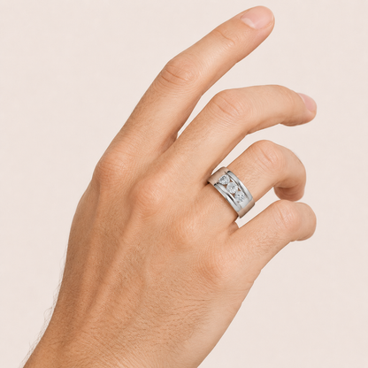 3.00CT Round Cut Lab Grown Diamond Three Stone Men's Ring