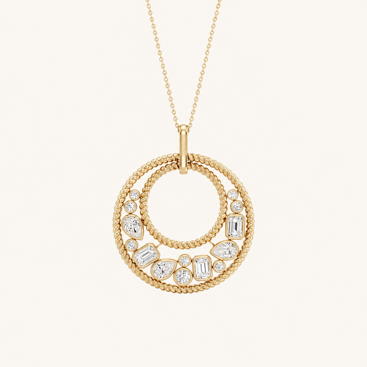 2CT Emerald Cut Lab Grown Diamond Bezel set Bubble Pendant Necklace