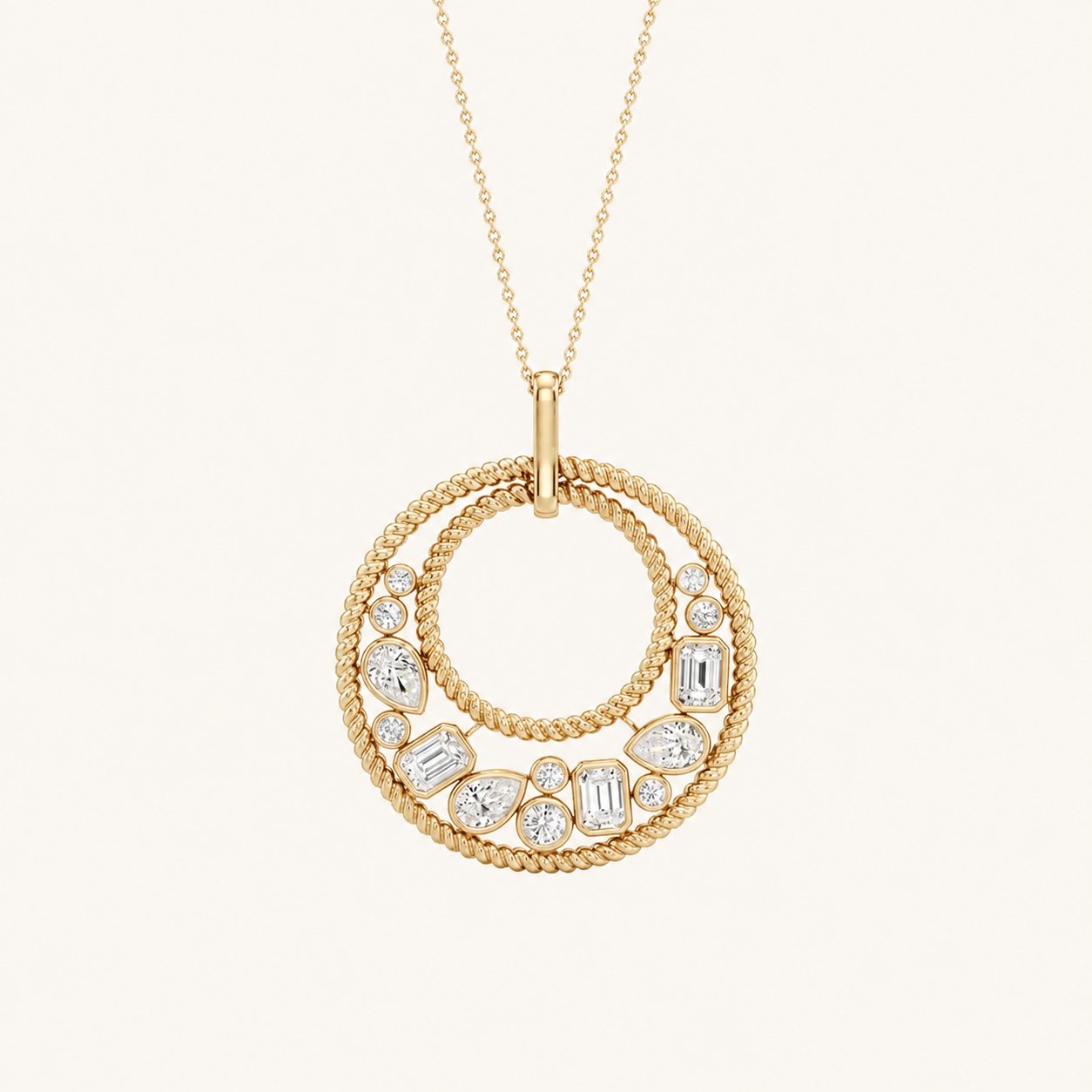 2CT Emerald Cut Lab Grown Diamond Bezel set Bubble Pendant Necklace