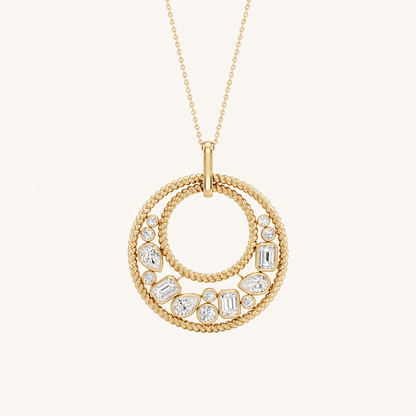 2CT Emerald Cut Lab Grown Diamond Bezel set Bubble Pendant Necklace