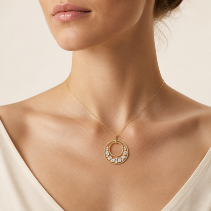2CT Emerald Cut Lab Grown Diamond Bezel set Bubble Pendant Necklace