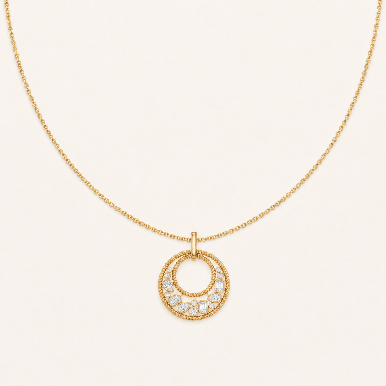 2CT Emerald Cut Lab Grown Diamond Bezel set Bubble Pendant Necklace