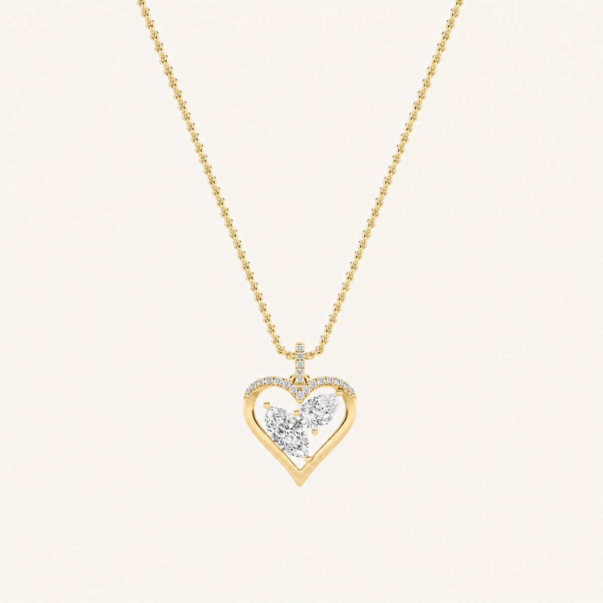 2.5CT Marquise and Pear Cut Lab Grown Diamond Heart Shaped Pendant Necklace