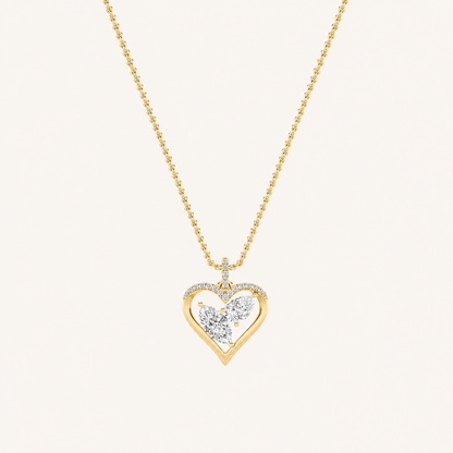 2.5CT Marquise and Pear Cut Lab Grown Diamond Heart Shaped Pendant Necklace