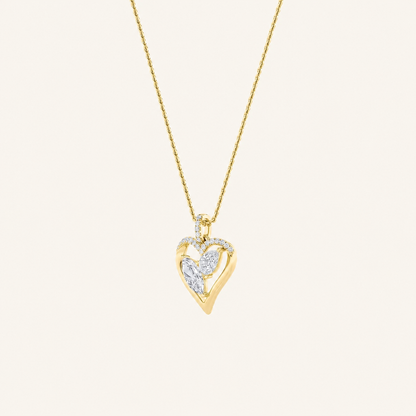 2.5CT Marquise and Pear Cut Lab Grown Diamond Heart Shaped Pendant Necklace