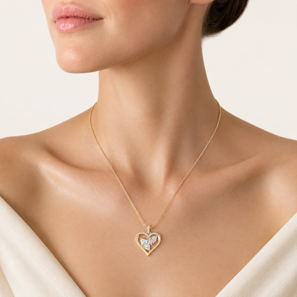 2.5CT Marquise and Pear Cut Lab Grown Diamond Heart Shaped Pendant Necklace
