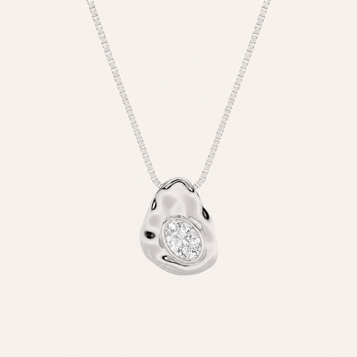 1CT Oval Cut Lab Grown Diamond Organic Design Solitaire Pendant Necklace