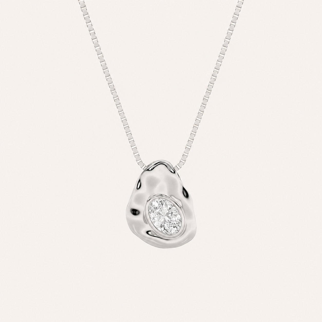 1CT Oval Cut Lab Grown Diamond Organic Design Solitaire Pendant Necklace
