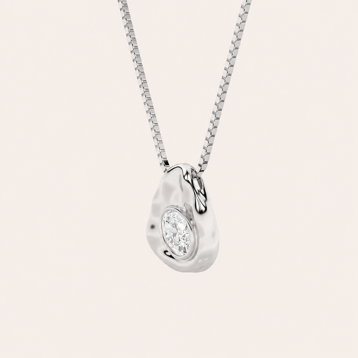 1CT Oval Cut Lab Grown Diamond Organic Design Solitaire Pendant Necklace