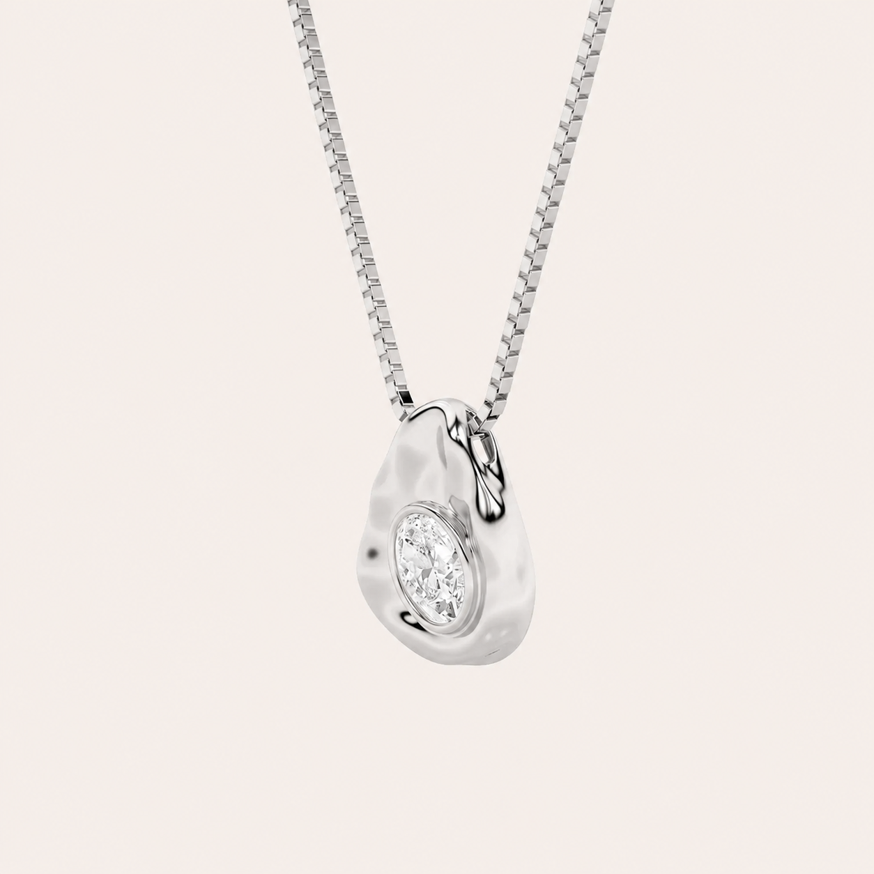 1CT Oval Cut Lab Grown Diamond Organic Design Solitaire Pendant Necklace