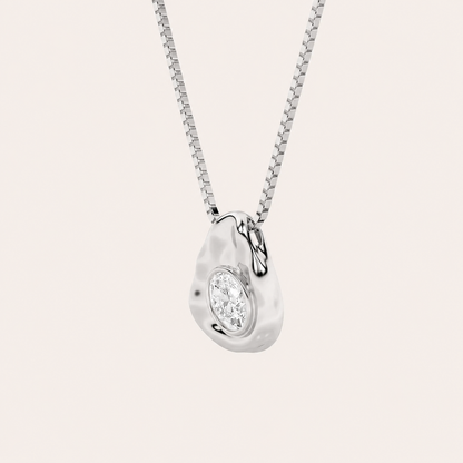 1CT Oval Cut Lab Grown Diamond Organic Design Solitaire Pendant Necklace