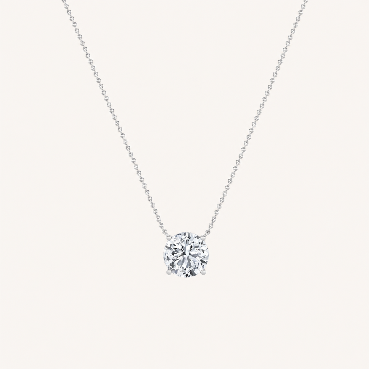 2CT Round Cut Lab Grown Diamond Pendant Necklace