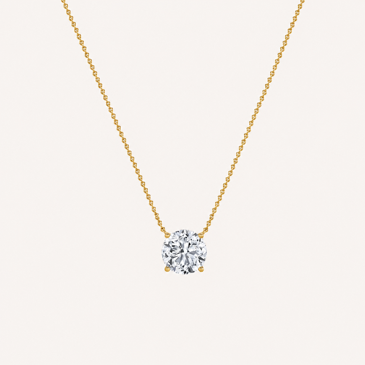 2CT Round Cut Lab Grown Diamond Pendant Necklace