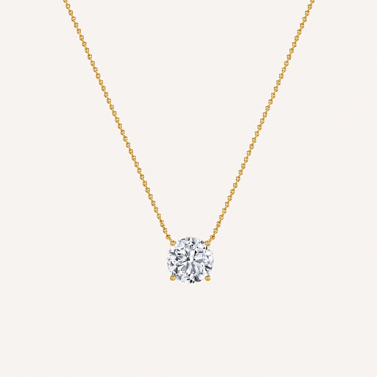 2CT Round Cut Lab Grown Diamond Pendant Necklace