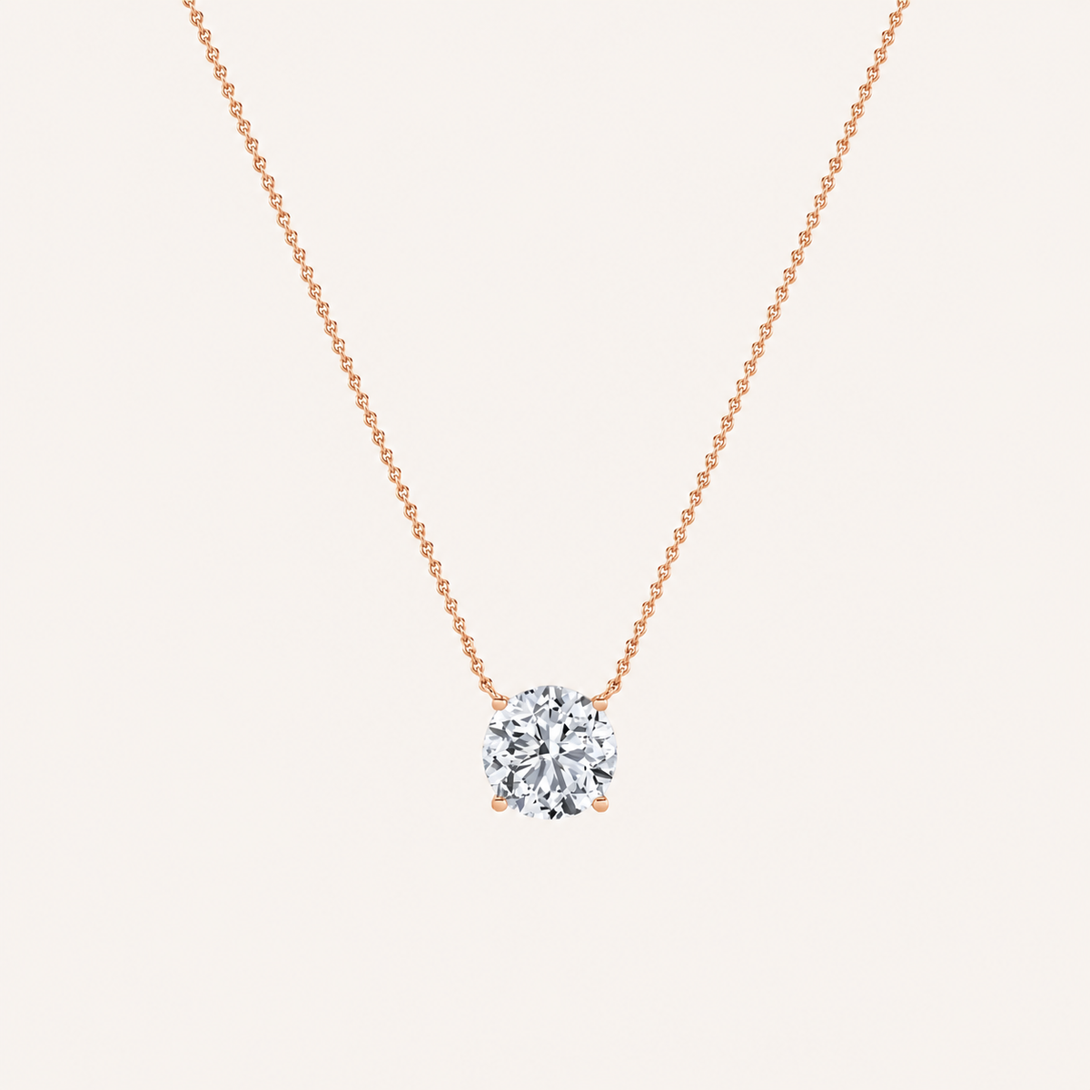 2CT Round Cut Lab Grown Diamond Pendant Necklace