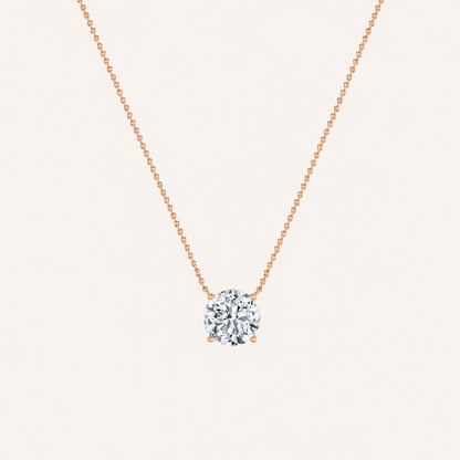 2CT Round Cut Lab Grown Diamond Pendant Necklace