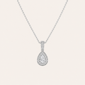 0.75CT Pear Cut Lab Grown Diamond Halo Pendant Necklace