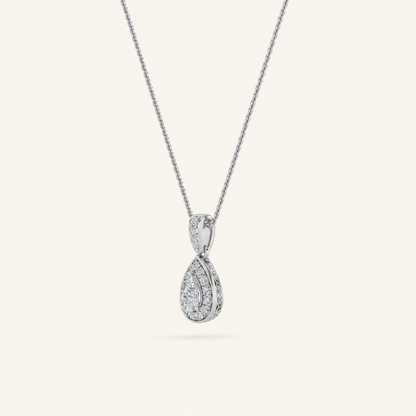 0.75CT Pear Cut Lab Grown Diamond Halo Pendant Necklace