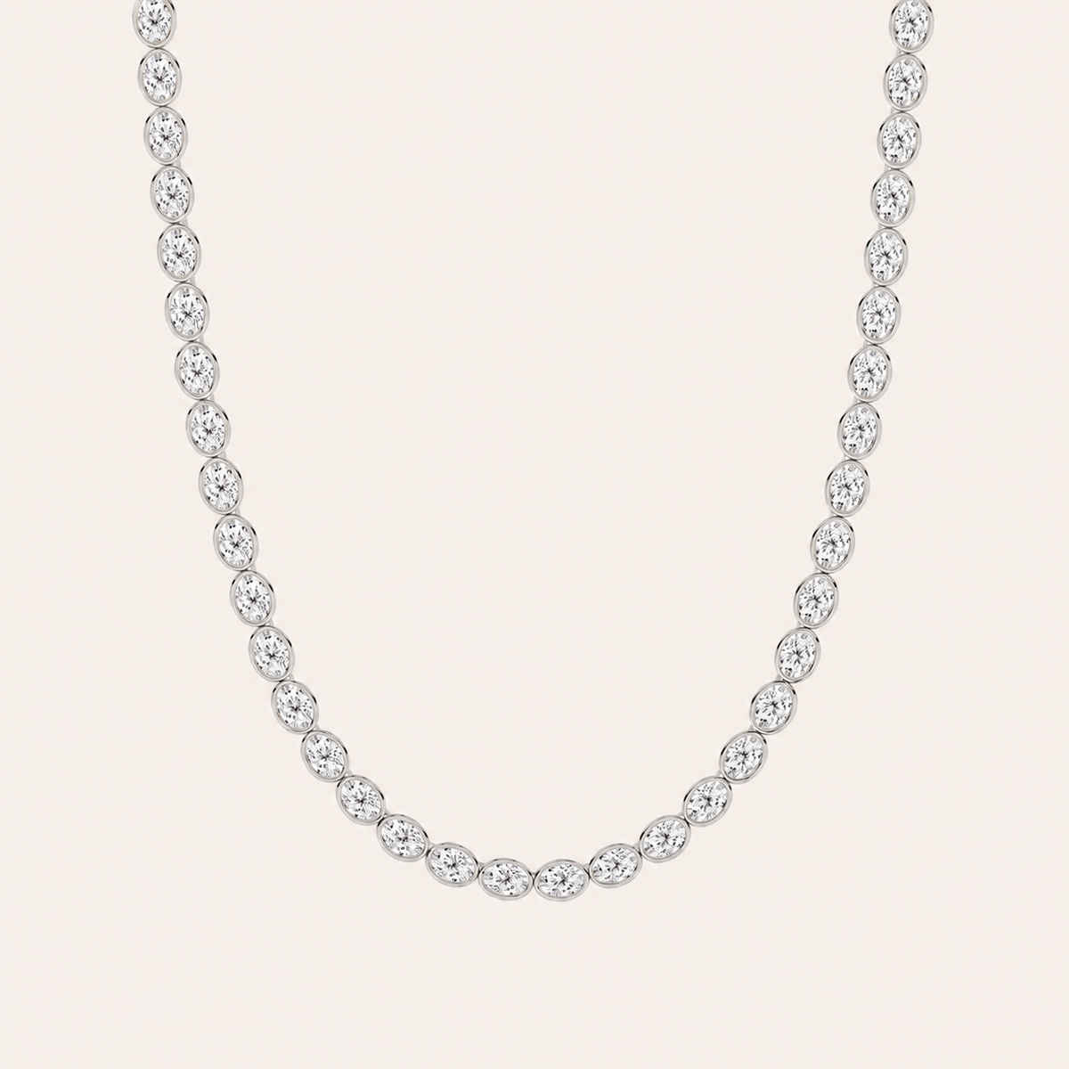 30CT Oval Cut Lab Grown Diamond Tennis Necklace
