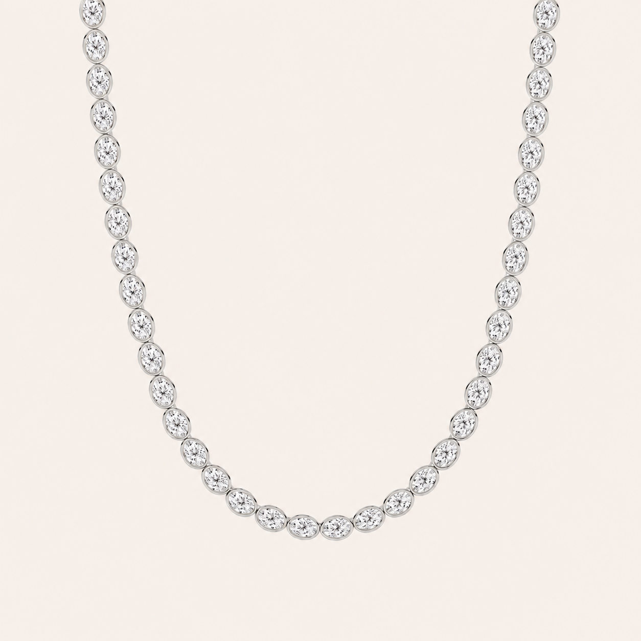 30CT Oval Cut Lab Grown Diamond Tennis Necklace