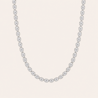 30CT Oval Cut Lab Grown Diamond Tennis Necklace