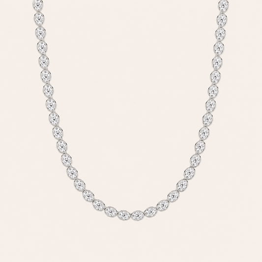 30CT Oval Cut Lab Grown Diamond Tennis Necklace