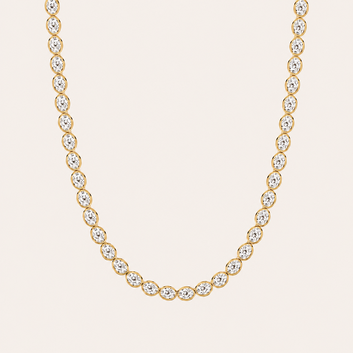 30CT Oval Cut Lab Grown Diamond Tennis Necklace