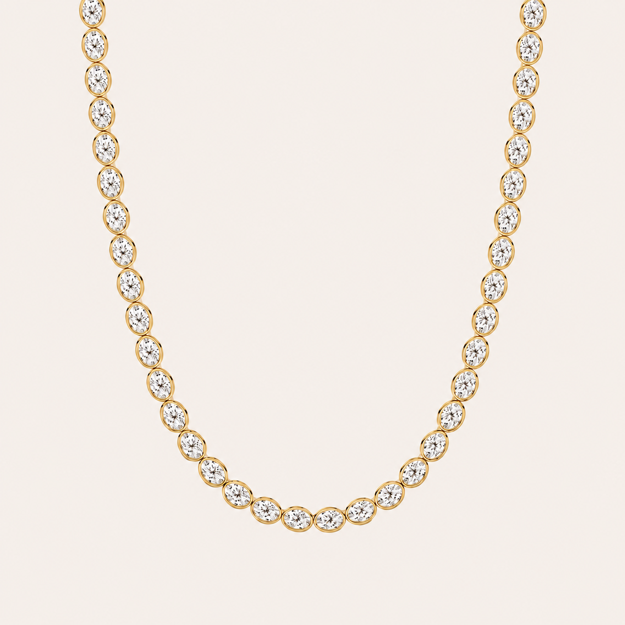 30CT Oval Cut Lab Grown Diamond Tennis Necklace
