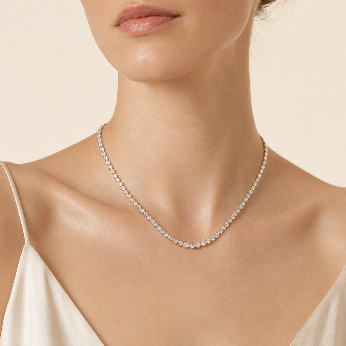 30CT Oval Cut Lab Grown Diamond Tennis Necklace