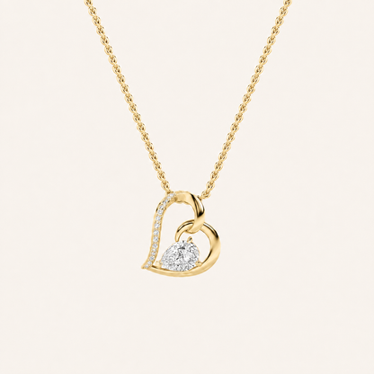 2CT Pear Cut Lab Grown Diamond Heart Shaped Pendant Necklace