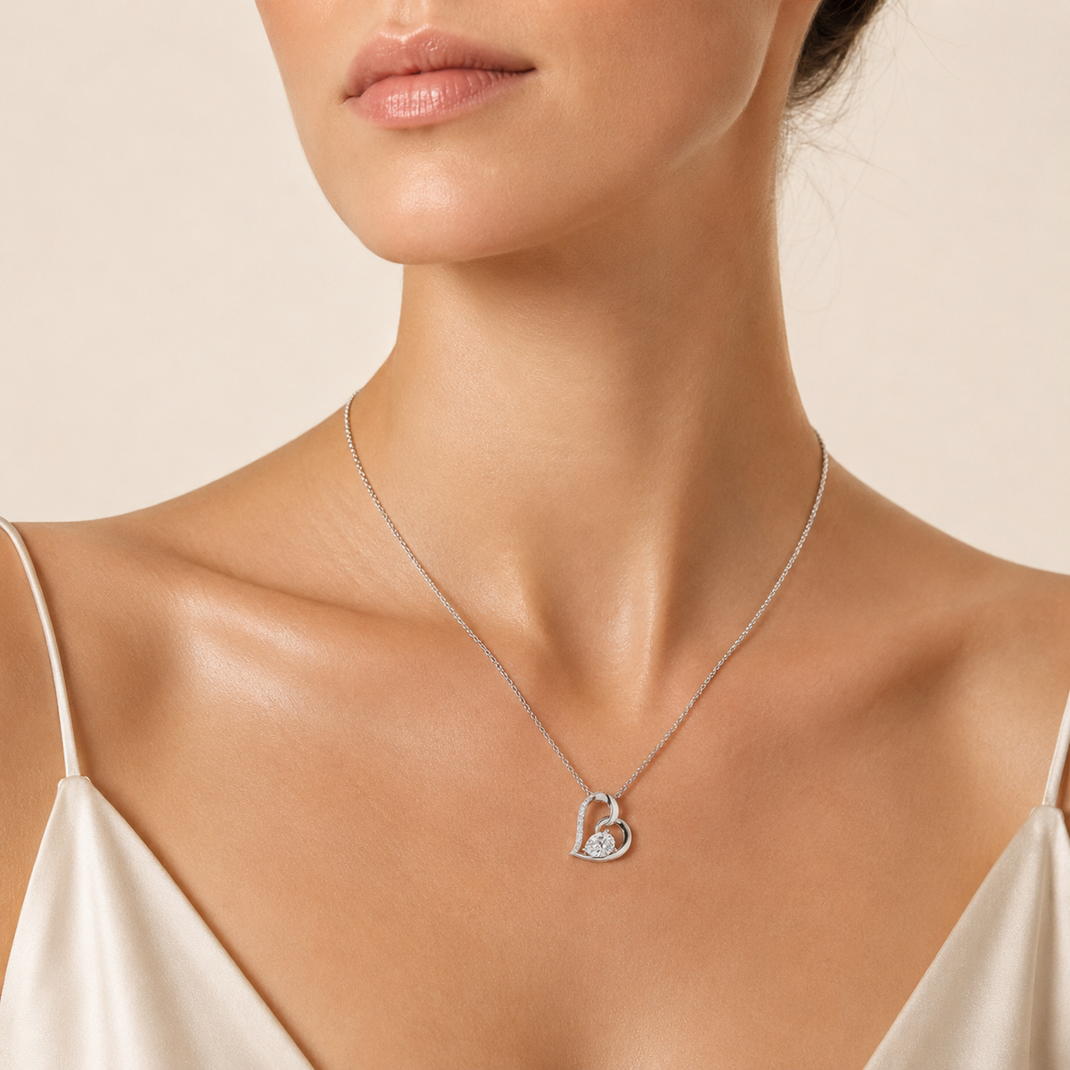 2CT Pear Cut Lab Grown Diamond Heart Shaped Pendant Necklace