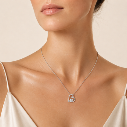 2CT Pear Cut Lab Grown Diamond Heart Shaped Pendant Necklace