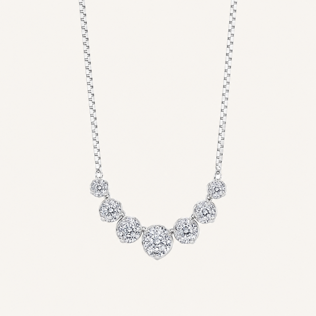 4.5CT Round Cut Lab Grown Diamond Seven Stone Necklace