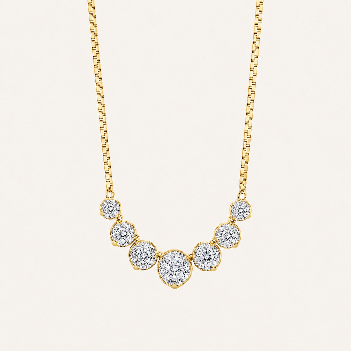 4.5CT Round Cut Lab Grown Diamond Seven Stone Necklace