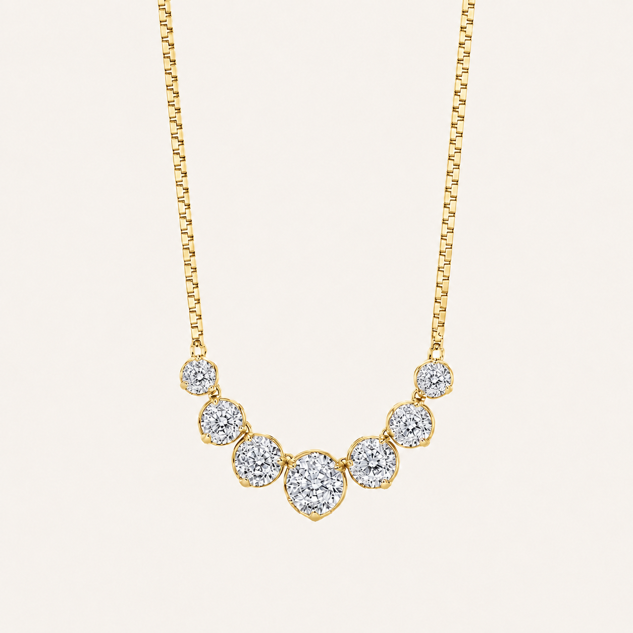 4.5CT Round Cut Lab Grown Diamond Seven Stone Necklace