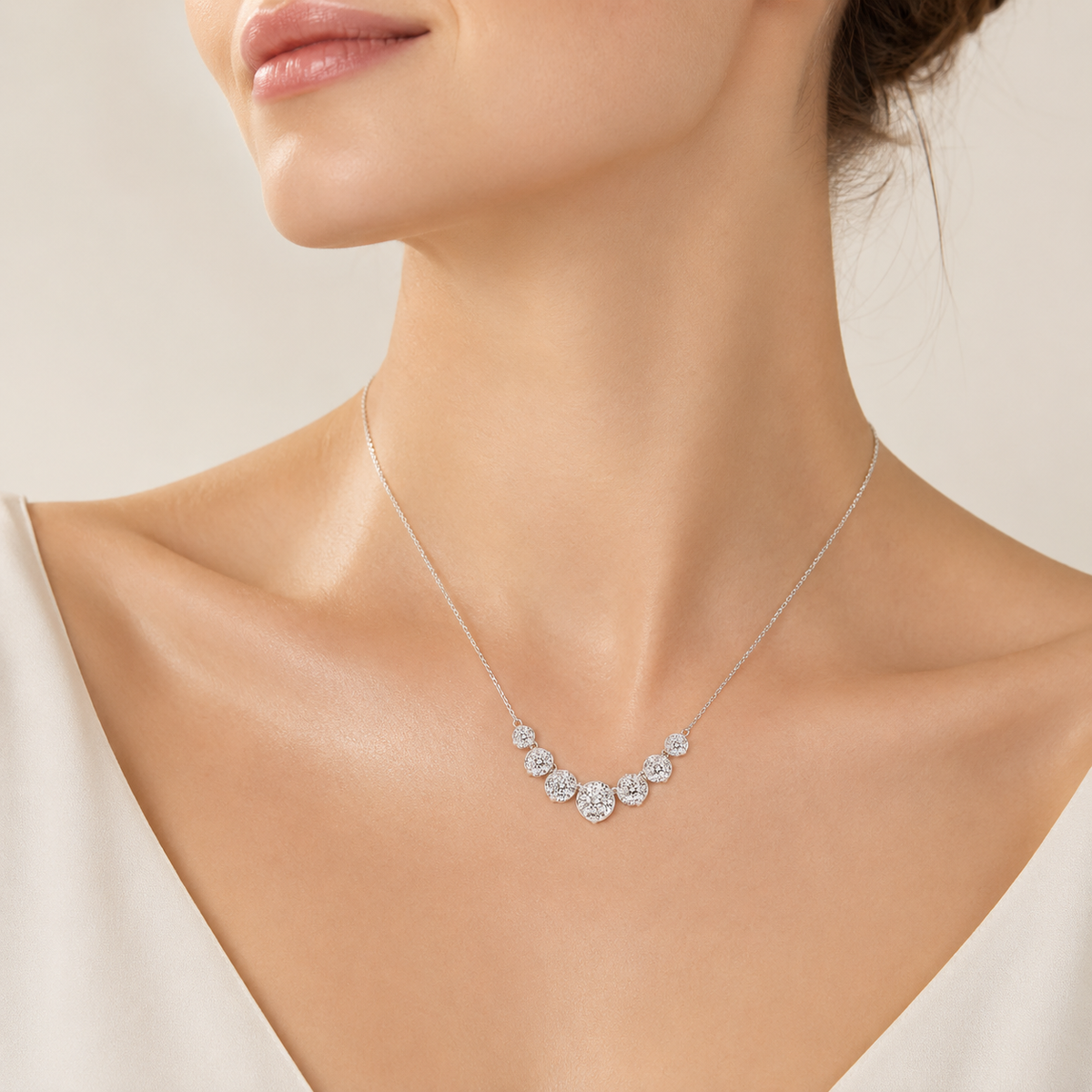 4.5CT Round Cut Lab Grown Diamond Seven Stone Necklace