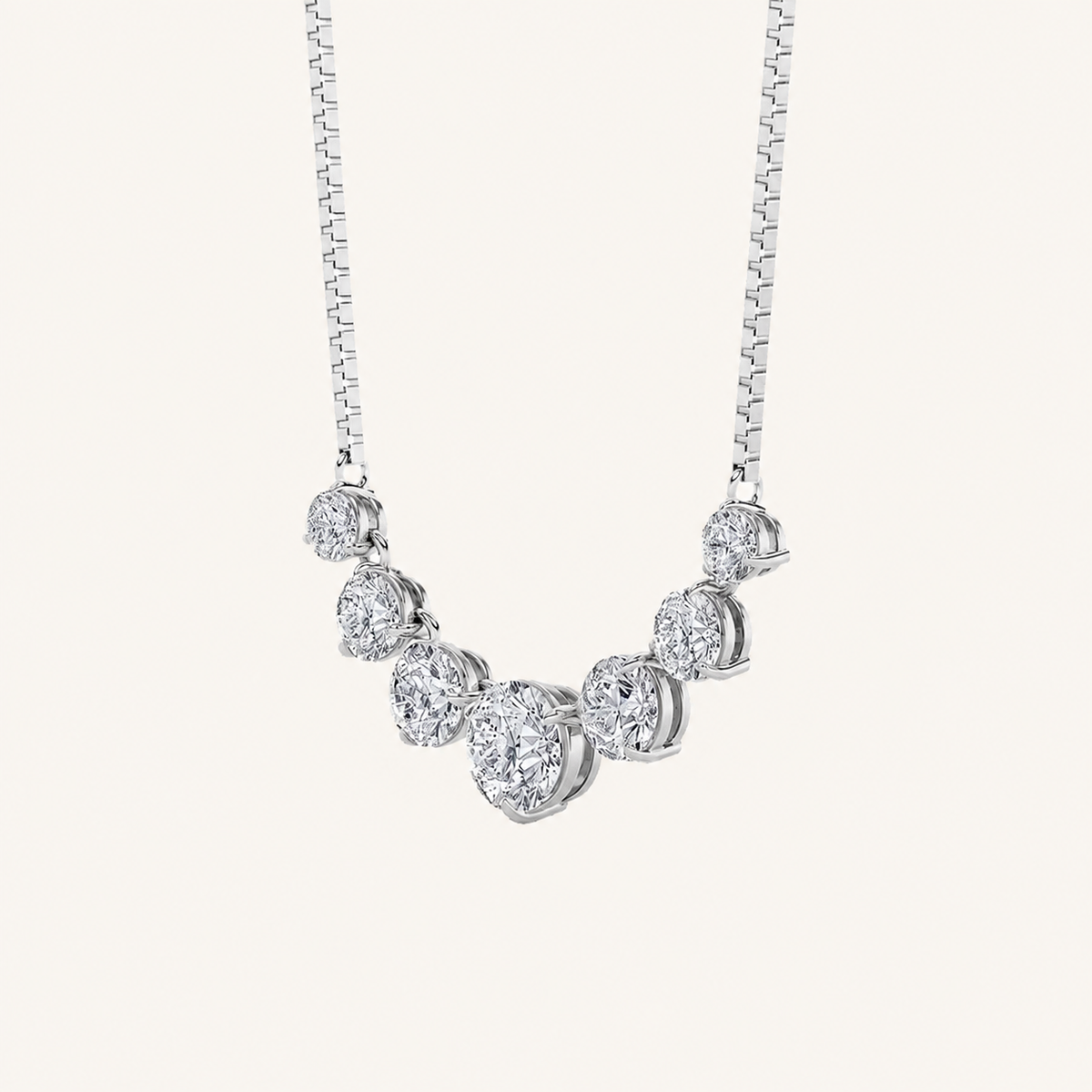 4.5CT Round Cut Lab Grown Diamond Seven Stone Necklace