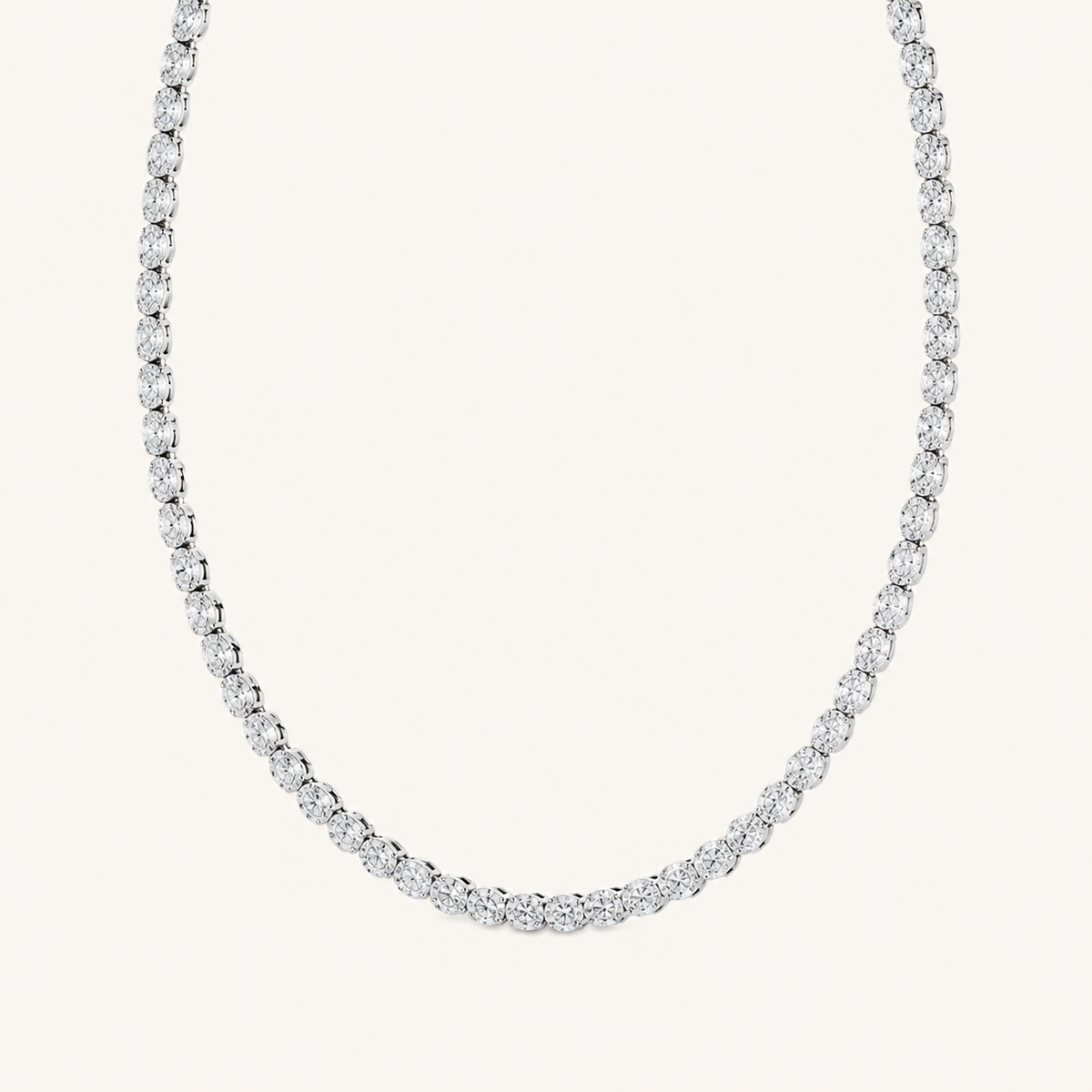 22.25CT Oval Cut Lab Grown Diamond East West Bezel Set Tennis Necklace