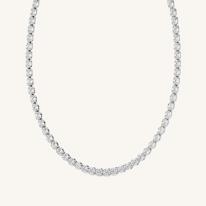 22.25CT Oval Cut Lab Grown Diamond East West Bezel Set Tennis Necklace