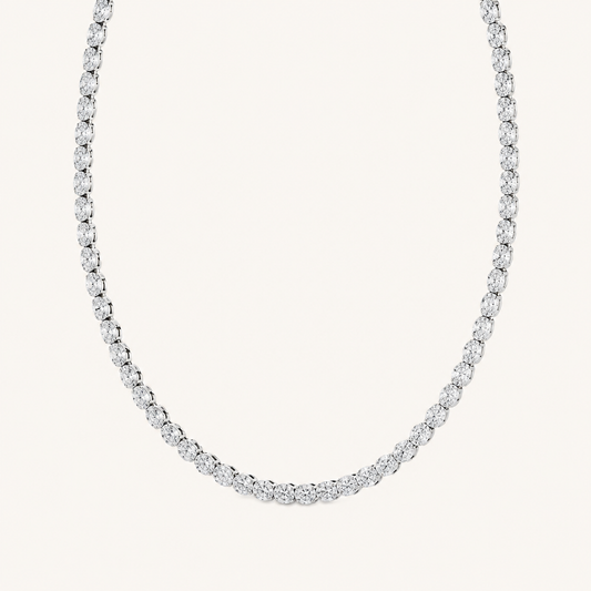 22.25CT Oval Cut Lab Grown Diamond East West Bezel Set Tennis Necklace