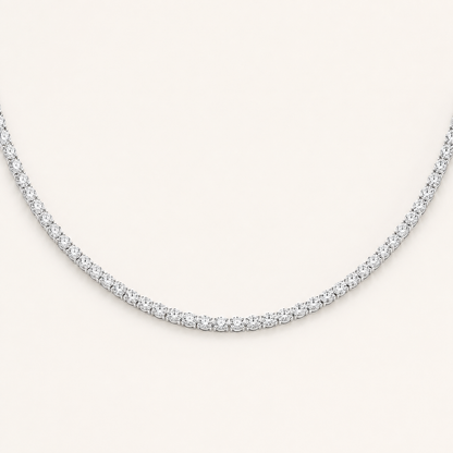 22.25CT Oval Cut Lab Grown Diamond East West Bezel Set Tennis Necklace