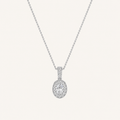 1.3CT Oval Cut Lab Grown Diamond Halo Pendant Necklace