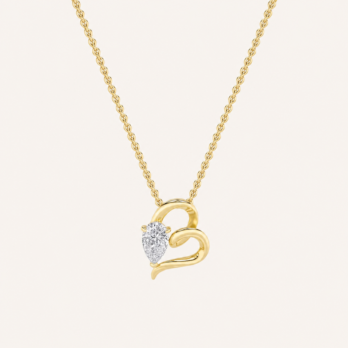 2CT Pear Cut Lab Grown Diamond Heart Shaped Pendant Necklace
