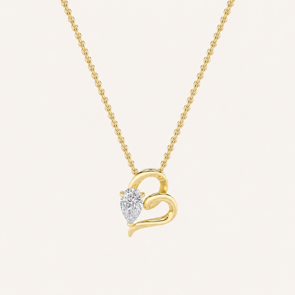 2CT Pear Cut Lab Grown Diamond Heart Shaped Pendant Necklace