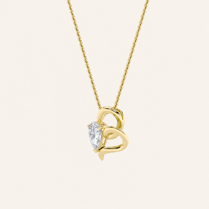 2CT Pear Cut Lab Grown Diamond Heart Shaped Pendant Necklace
