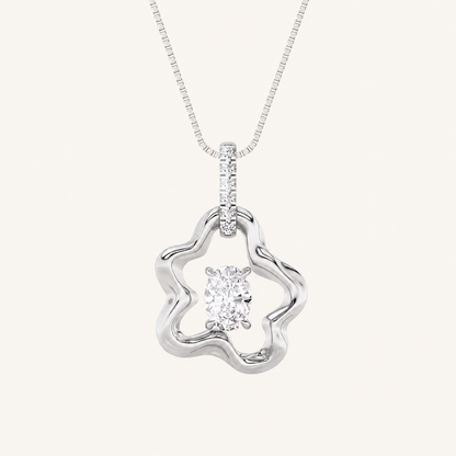 1CT Oval Cut Lab Grown Diamond Organic Design Solitaire Pendant Necklace